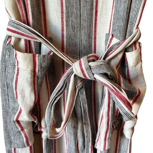 Gap Cream Red Grey Linen Capri Jumpsuit - Picture 6 of 12